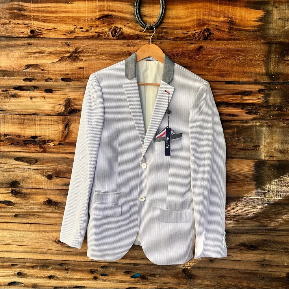 PAISLEY & GRAY | NWT Men's White & Gray Striped Blazer S